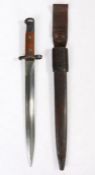 British Pattern 1903 Knife Bayonet, no markings to the blade, pommel stamped with 'B' over '229',