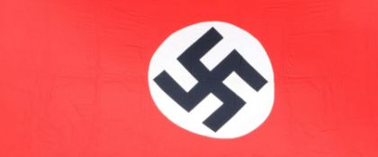 Large German Third Reich swastika flag/banner, printed black swastika on white circle machine sewn