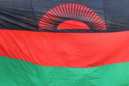 Large flag of the Republic of Malawi, multi piece construction, rope halyard, approx 366 cm x 244 cm