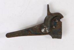 19th century percussion rifle lock plate, marked with a crown over 'VR', makers details 'Mass.