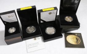 Royal Mint silver proof coins, to include Henry VIII £5, Queen Elizabeth I 2008 £5, £1 COIN AND A