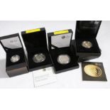 Royal Mint silver proof coins, to include Henry VIII £5, Queen Elizabeth I 2008 £5, £1 COIN AND A