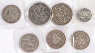 Victoria, to include two Crowns, four Half Crowns and a Shilling, (7)