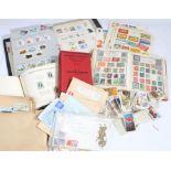 Stamps, World, cigarette cards and matchbox labels, in albums and a tin (qty)