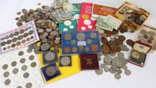 Collection of UK and World coins, to include pre 1947 half crowns, shillings and sixpences, festival