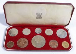 Elizabeth II Coronation specimen set, 1953 ten coins, crown to farthing, in case of issue