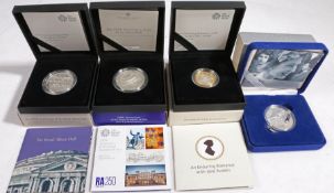 Proof silver coins, to include An Enduring Romance with Jane Austin, 2017 £2 silver proof coin,