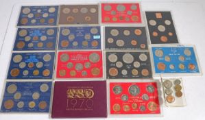 A collection of coin sets, to include Coinage of Great Britain x 13, 1970 set, and a Decimal set, (