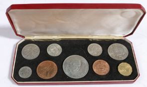 Elizabeth II 1965 coin specimen set, Churchill Crown to Half Penny