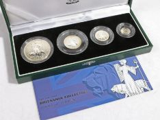 Royal Mint United Kingdom Britannia Collection 2001 Silver Proof 4 Coin Set, £2, £1, 50p & 20p in