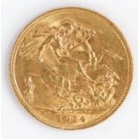 A George V sovereign, 1914, St. George and the dragon