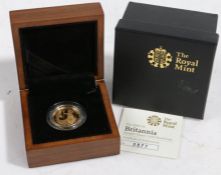 Royal Mint 2008 Britannia quarter ounce gold proof £25 coin, cased