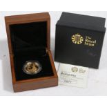 Royal Mint 2008 Britannia quarter ounce gold proof £25 coin, cased