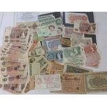 A collection of GB and world banknotes, to include George V 1919 Warren Fisher £1 note, "Peppiatt"