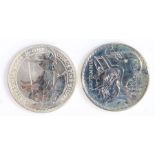 Elizabeth II, two £2 silver coins, Britannia 2000 and 2003, (2)