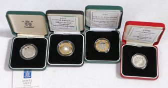 Royal Mint silver proof £2 coins- 1995 second world war, 1996 celebration of football, 1998