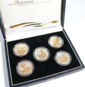 Royal Mint, Britannia 2006 Golden Silhouette Collection, five coin set with paperwork, cased