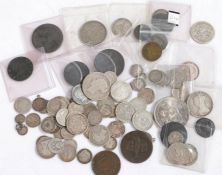 A collection of coins, to include Victoria examples, Roman coin, Model money, George V, etc, (qty)