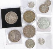 George VI, a collection of Crowns and lower denominations, one Crown high lustre