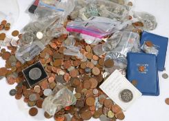 GB and World coins, to include five pence, two pence and penny coins (qty)