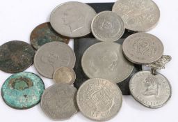 Coins to include Churchill crown, Queen Elizabeth II Coronation crown 1953, Queen Victoria