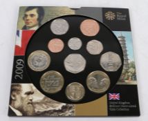 Royal Mint United Kingdom 2009 brilliant uncirculated coin collection, including Kew Gardens fifty