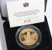 Harrington & Byrne the 70th anniversary of the Queen's coronation solid gold proof double sovereign,