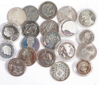 A collection of coins, some silver examples, various countries, (20)