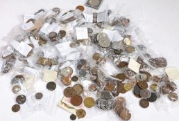 A Collection of GB and World coins, Uruguay, Poland, Mauritius, Germany, India, France, Belgium,