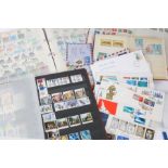 Stamps, World including GB M decimal in four albums, envelope of FDCs (qty)