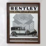 Two motoring advertising mirrors. "Bentley 6 1/2 Litre Silent Speed Six Bentley Motors Ltd. Cork