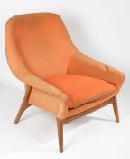 A Parker-Knoll office chair in orange, model no. 938. 85cm tall x 85cm deep x 75cm wide.