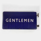 Enamel railway sign "GENTLEMEN". Double sided with original brackets. 92cm x 46cm.