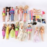 A box of assorted Barbie figures and clothing/ accessories.