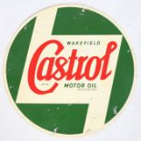 Wakefield Castrol Motor Oil circular metal advertising sign, 46cm diameter.