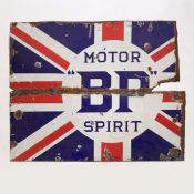 A large BP Motor Spirit Union Jack design single sided enamel sign, marked Bruton Palmers Green N.