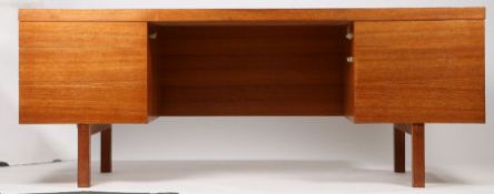 A large mid Century teak desk. 184cm wide x 71cm high x 92cm deep.