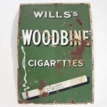 Wills's Woodbine Cigarettes enamel advertising sign, 92cm x 61cm.