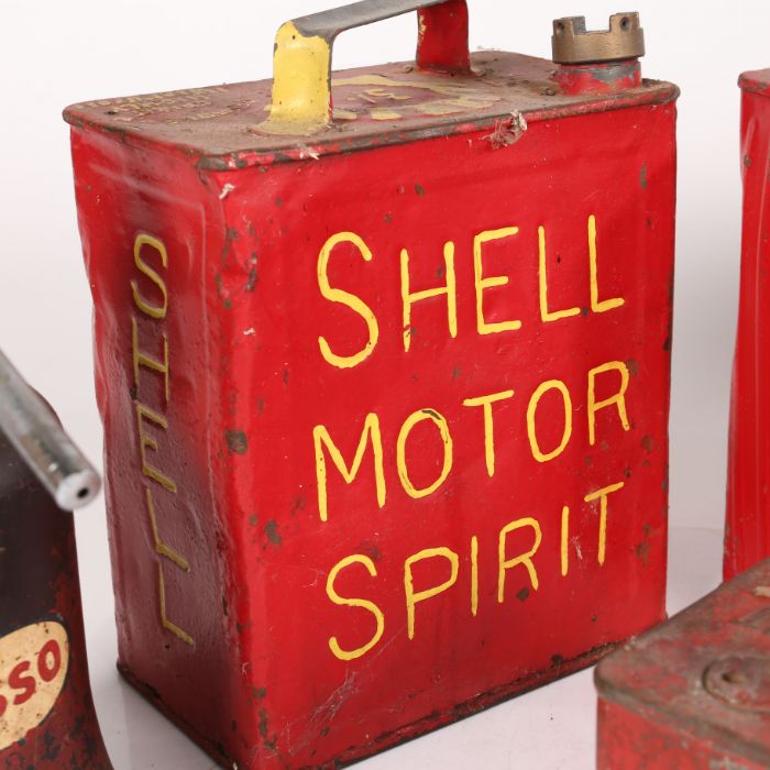 A collection of oil cans, pouring cans, and an Esso oil pump. To include examples from Shell, - Image 2 of 5