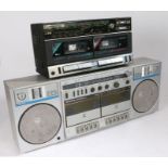 Silver STW55 double cassette portable radio/cassette player ghetto blaster, Aiwa CA-W30 double