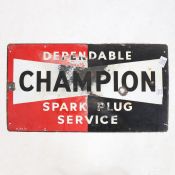 A Champion Dependable Spark Plug Service single sided enamel sign, dated 1951. 58.5cm x 33.5cm.