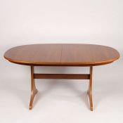 G Plan teak extending dining table, together with a set of six G Plan stick back upholstered