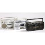 Three portable radio/ cassette players, Sharp WQ-T34 double cassette, Sharp GF-4343, Brandt