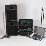 Assorted DJ equipment to include a BST CDD 206, speakers, amplifier, wireless microphone systems,