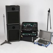 Assorted DJ equipment to include a BST CDD 206, speakers, amplifier, wireless microphone systems,