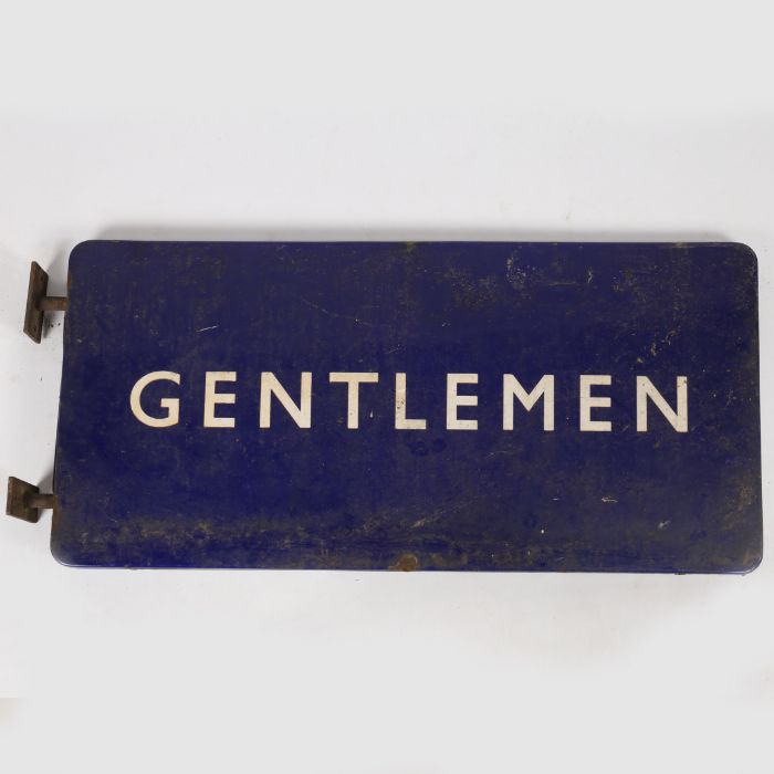 Enamel railway sign "GENTLEMEN". Double sided with original brackets. 92cm x 46cm. - Image 2 of 2