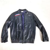 BMW M style leather Jacket circa 1990's, size 52 (Germany) and a Orvis leather hunting shell vest,