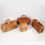 Four pieces of Ferrari brown leather luggage by Schedoni, all stamped "Cuoio Schedoni Modena per