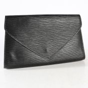 Louis Vuitton leather clutch bag in black, 27cm x 16cm.