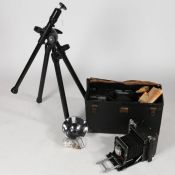 Kalart Synchronized Range Finder with case, accessories, and tripod.
